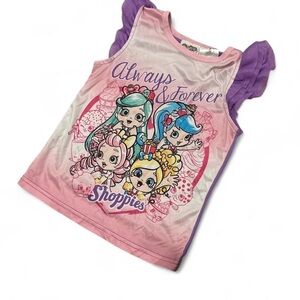 Shopkins Shoppies Shirt Girls 4/5 Pink Purple Graphic Tee Cute Cartoon Top 2013